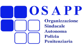 Logo OSAPP: Organizzazione Sindacale Autonoma Polizia Penitenziaria, affiancato da un simbolo a quadrati blu.