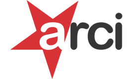 Logo Arci con la scritta in nero e la lettera "a" bianca inserita dentro una stella rossa.