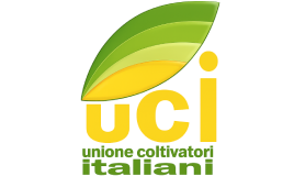 Logo UCI - Unione Coltivatori Italiani, con lettere gialle e verdi sormontate da una foglia stilizzata.