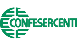 Logo Confesercenti di colore verde, composto da un simbolo circolare e dalla scritta estesa.
