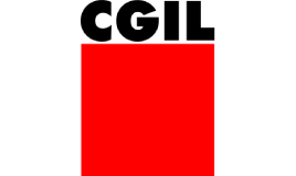 Logo CGIL con la sigla in lettere nere e in grassetto posizionata sopra un quadrato rosso.