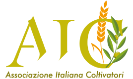 Logo AIC Associazione Italiana Coltivatori, con spiga di grano e ramoscello d'ulivo nella lettera C.