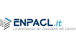 Logo ENPACL.it con lo slogan 'La previdenza dei Consulenti del Lavoro' e un simbolo grafico geometrico a sinistra.