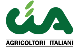 Logo Cia in verde con due foglioline, sottolineato dalla scritta nera AGRICOLTORI ITALIANI.