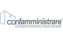 Logo Confamministrare Associazione Amministratori e Gestori Immobiliari, con profilo stilizzato di un edificio.