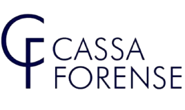 Logo Cassa Forense blu scuro, composto dal monogramma CF e dalla scritta in stampatello.