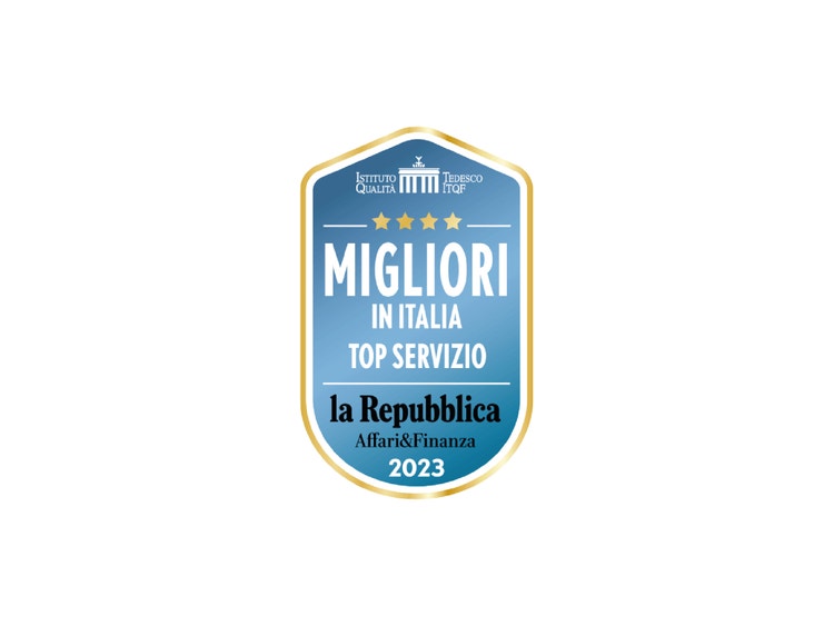 Bollino ITQF Migliori in Italia Top Servizio 2023 la Repubblica Affari&amp;Finanza.